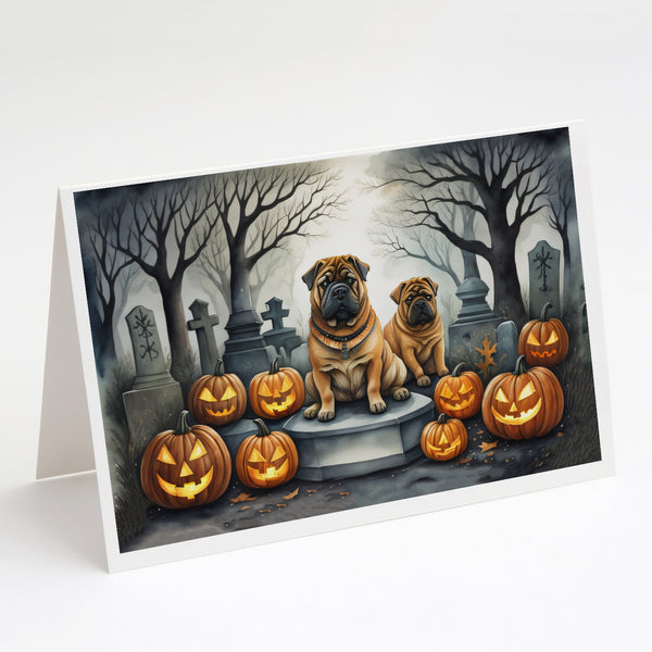 Buy this Shar Pei Spooky Halloween Greeting Cards and Envelopes Pack of 8