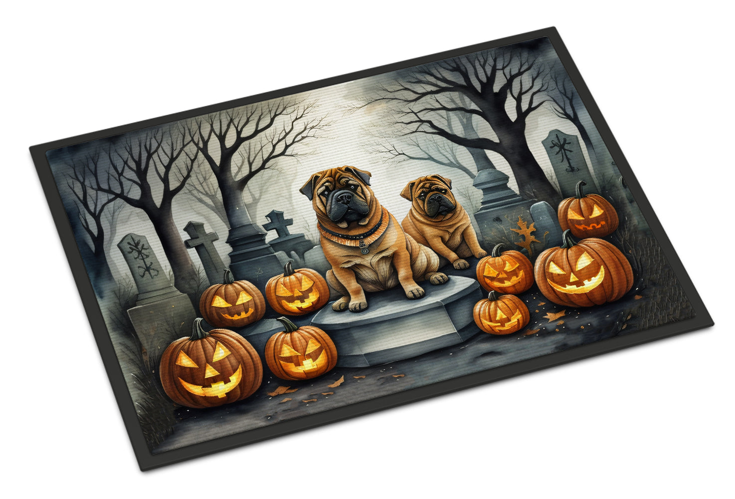 Buy this Shar Pei Spooky Halloween Indoor or Outdoor Mat 24x36