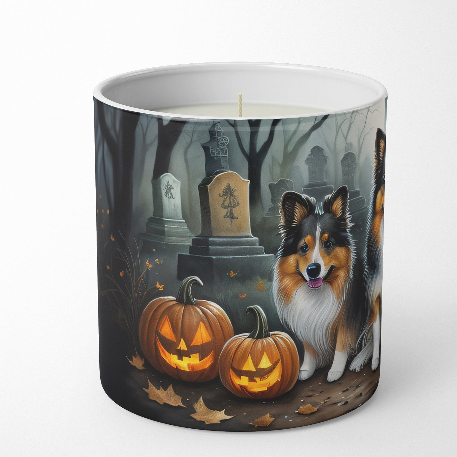 Sheltie Spooky Halloween Decorative Soy Candle