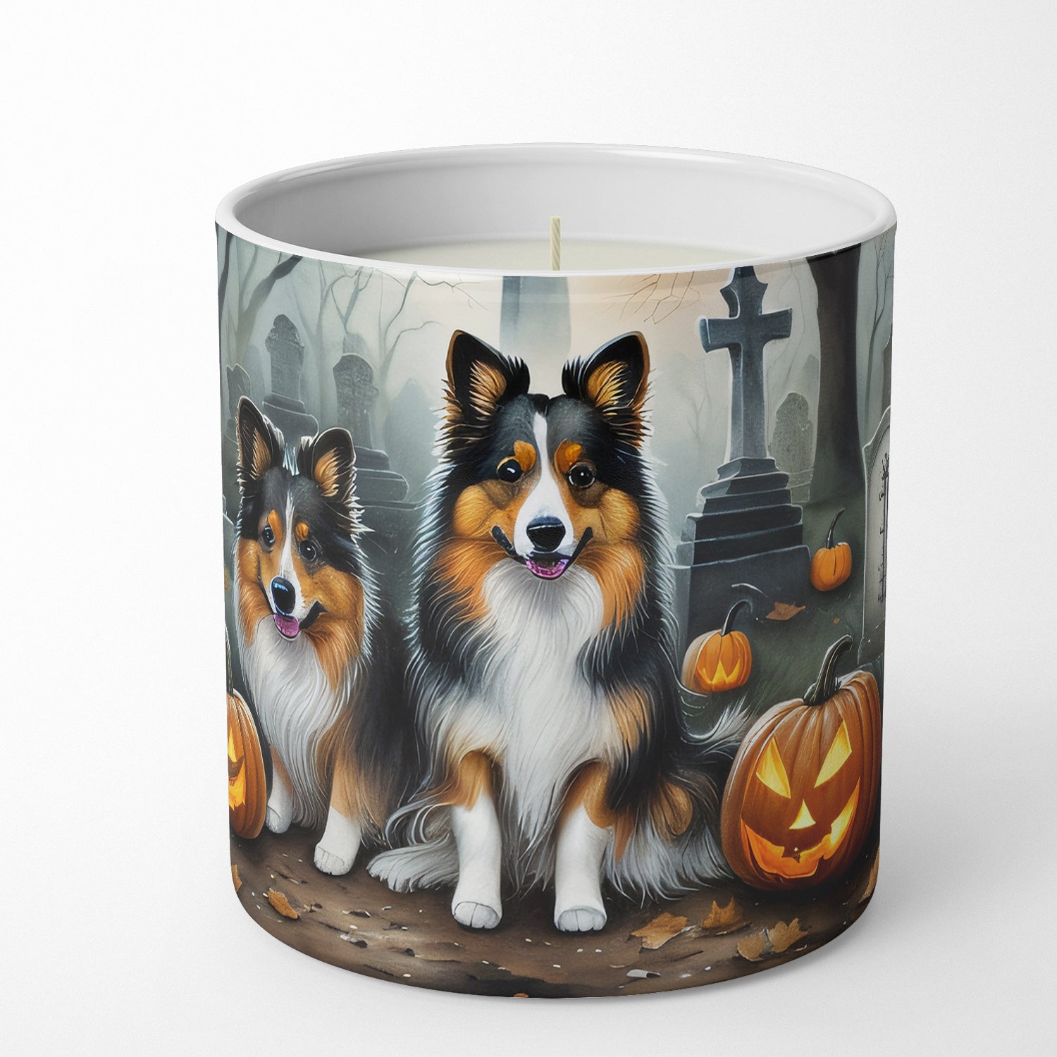 Sheltie Spooky Halloween Decorative Soy Candle