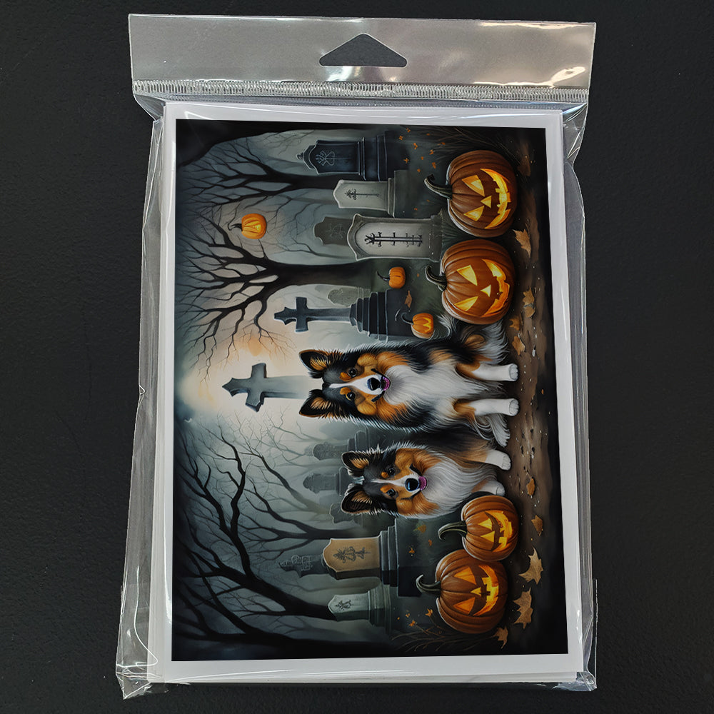 Sheltie Spooky Halloween Greeting Cards and Envelopes Pack of 8
