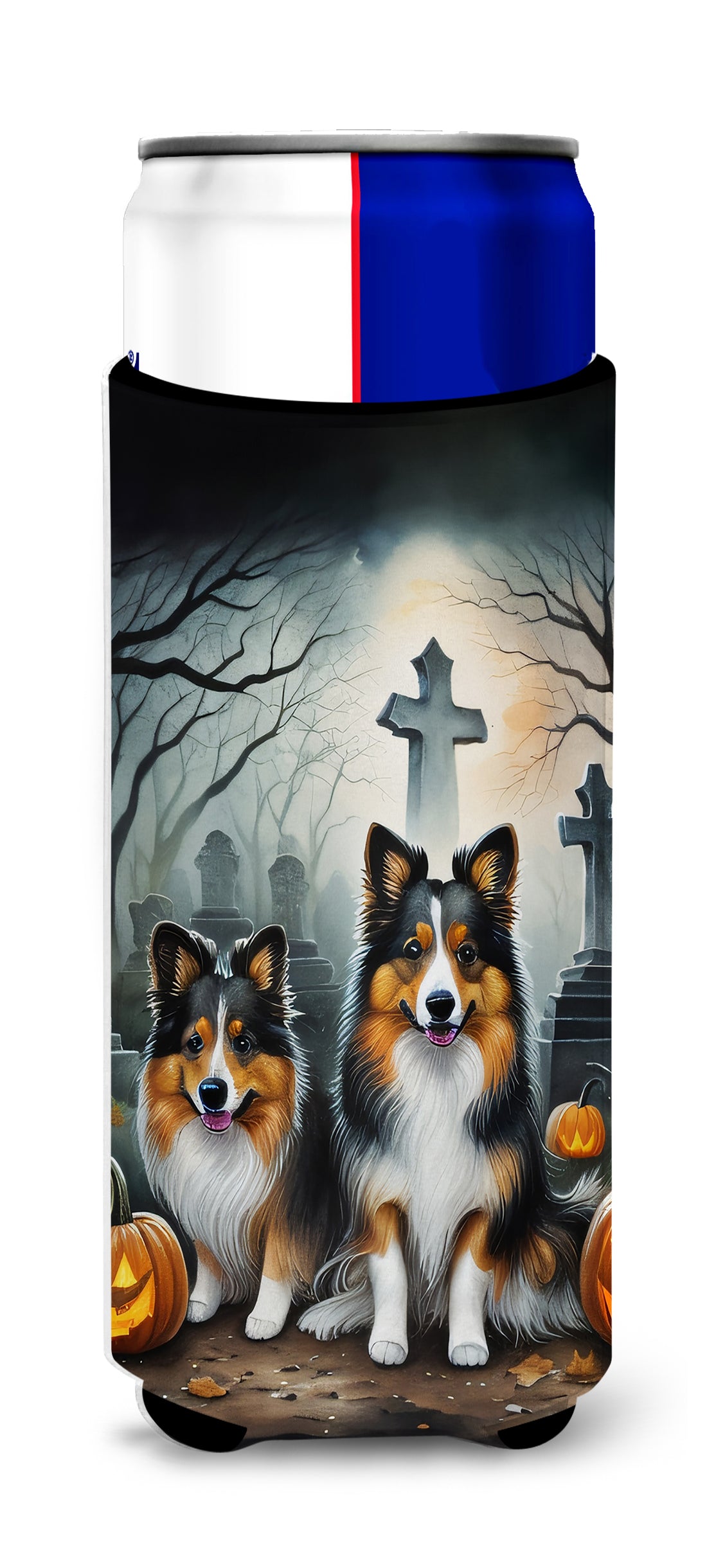 Buy this Sheltie Spooky Halloween Hugger for Ultra Slim Cans