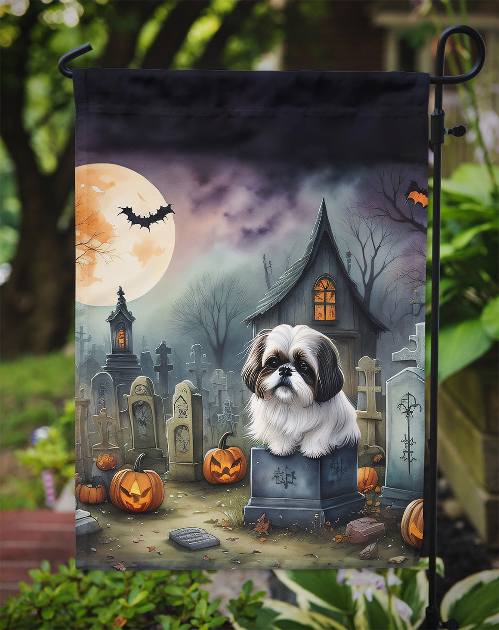 Shih Tzu Spooky Halloween Garden Flag