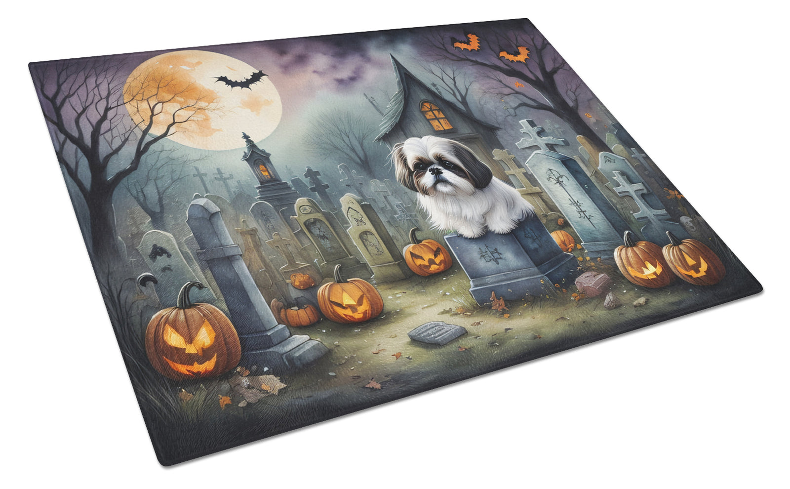 Buy this Shih Tzu Spooky Halloween Glass Cutting Board Large