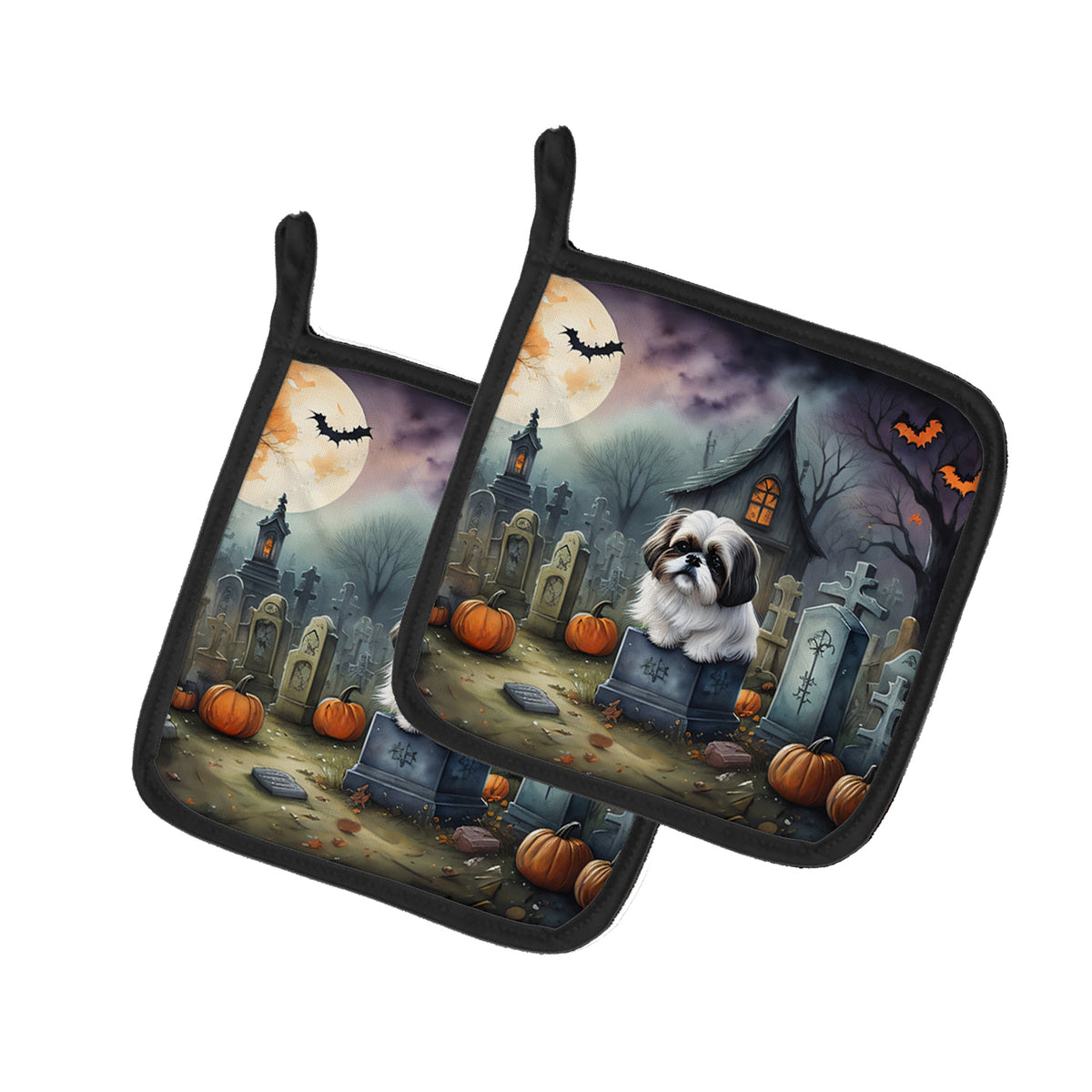 Buy this Shih Tzu Spooky Halloween Pair of Pot Holders