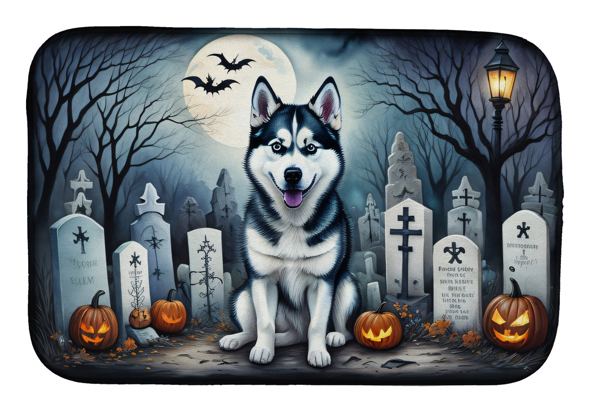 Buy this Siberian Husky Spooky Halloween Dish Drying Mat