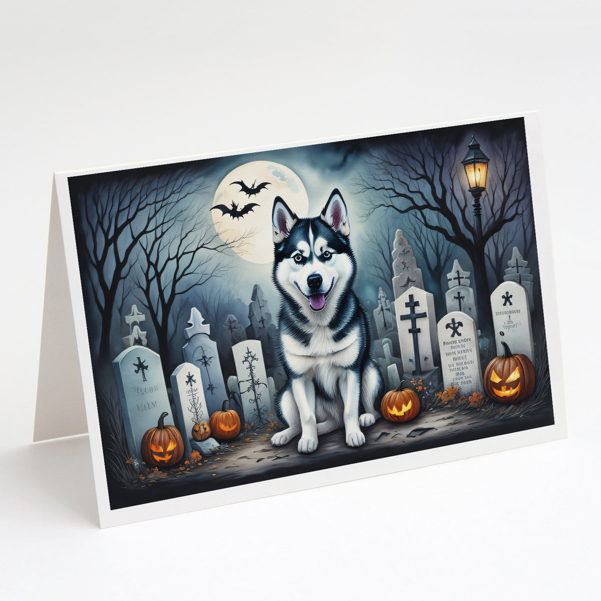 Buy this Siberian Husky Spooky Halloween Greeting Cards and Envelopes Pack of 8