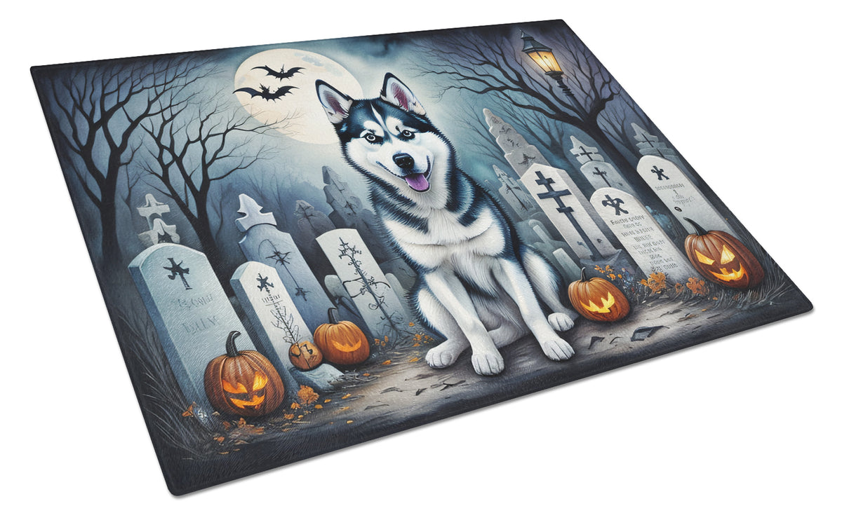 Buy this Siberian Husky Spooky Halloween Glass Cutting Board Large
