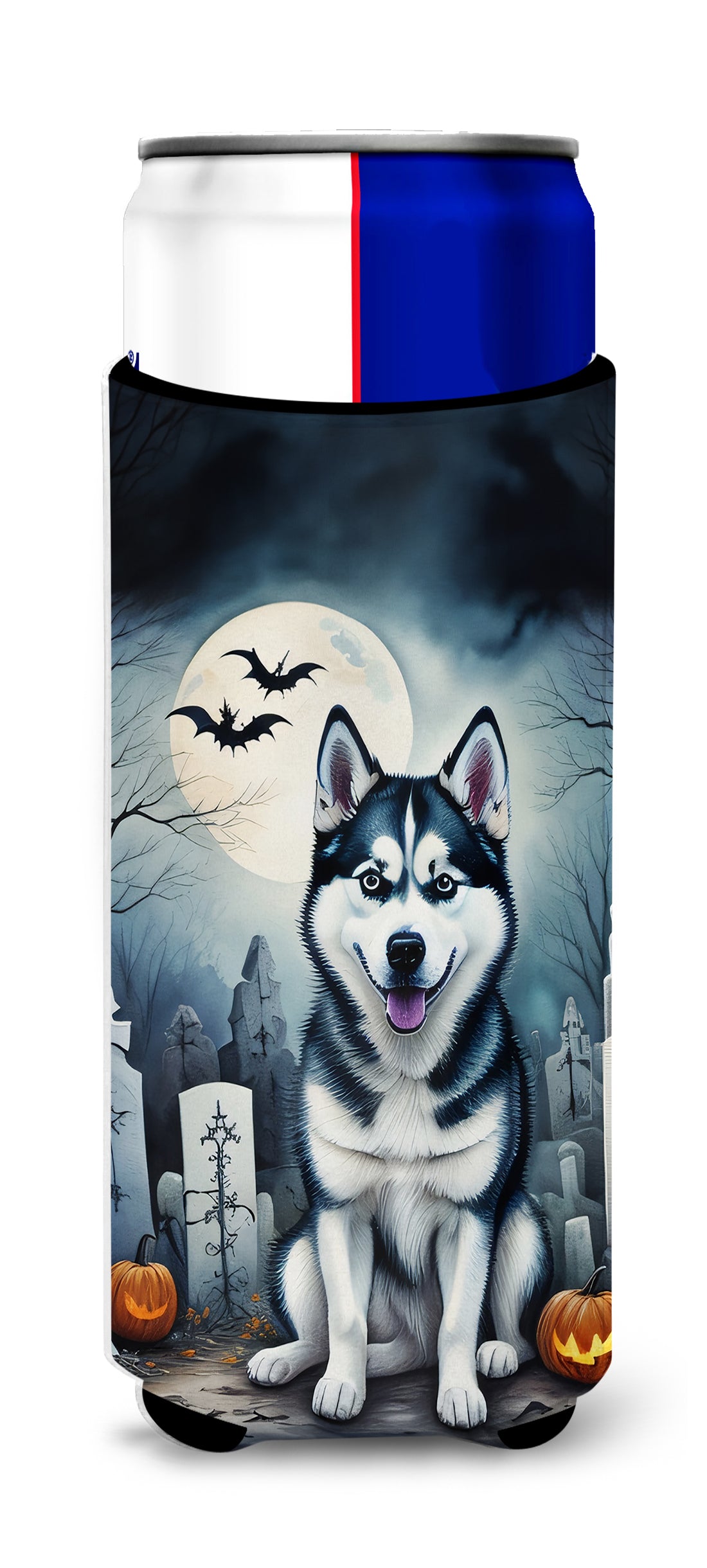 Buy this Siberian Husky Spooky Halloween Hugger for Ultra Slim Cans