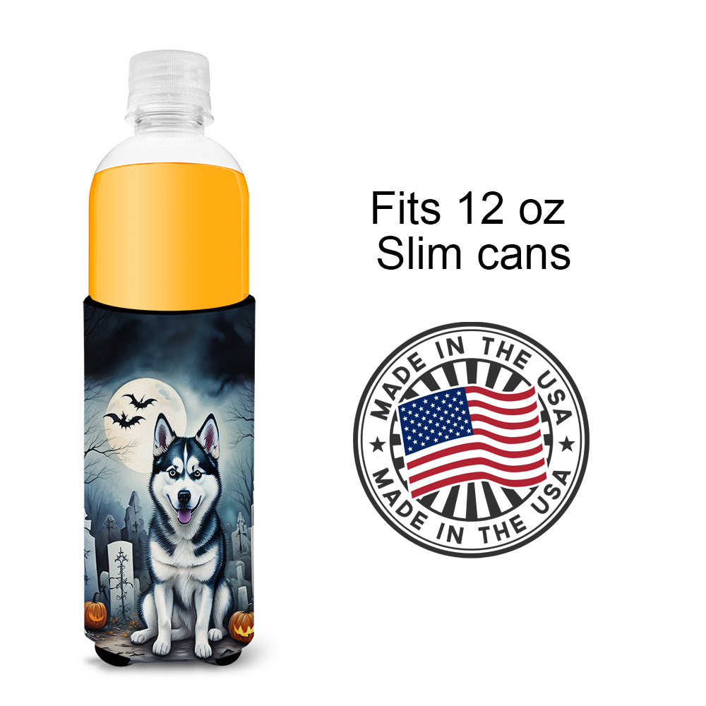 Siberian Husky Spooky Halloween Hugger for Ultra Slim Cans