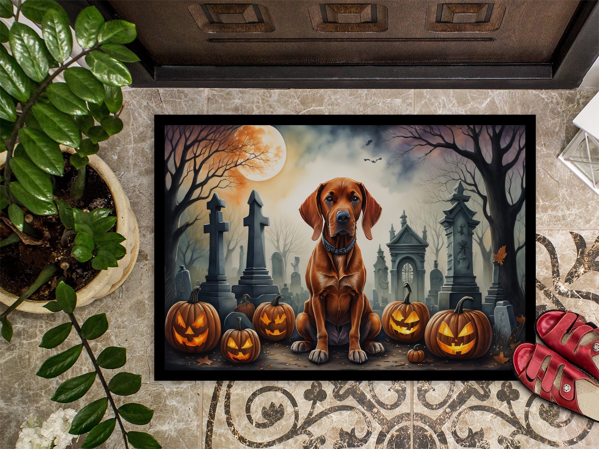 Vizsla Spooky Halloween Indoor or Outdoor Mat 24x36