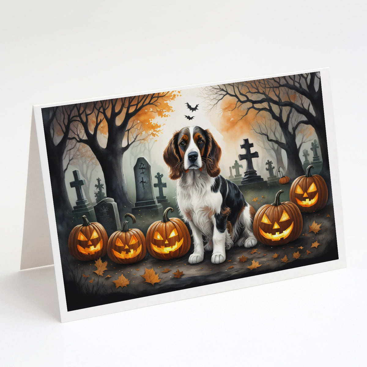Buy this Welsh Springer Spaniel Spooky Halloween Greeting Cards and Envelopes Pack of 8