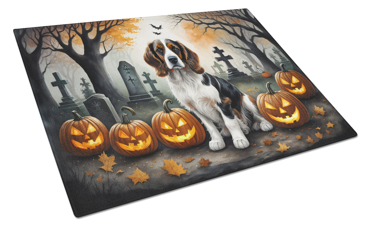 Buy this Welsh Springer Spaniel Spooky Halloween Glass Cutting Board Large