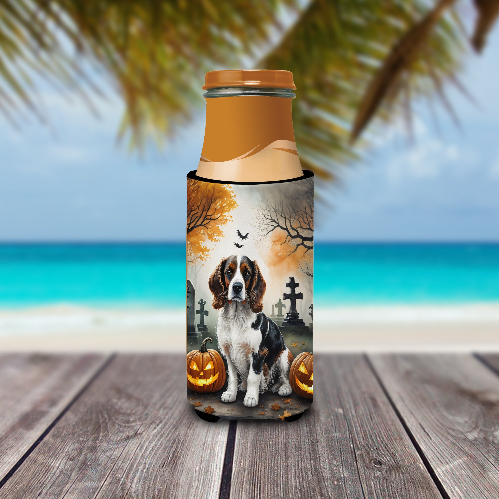 Welsh Springer Spaniel Spooky Halloween Hugger for Ultra Slim Cans