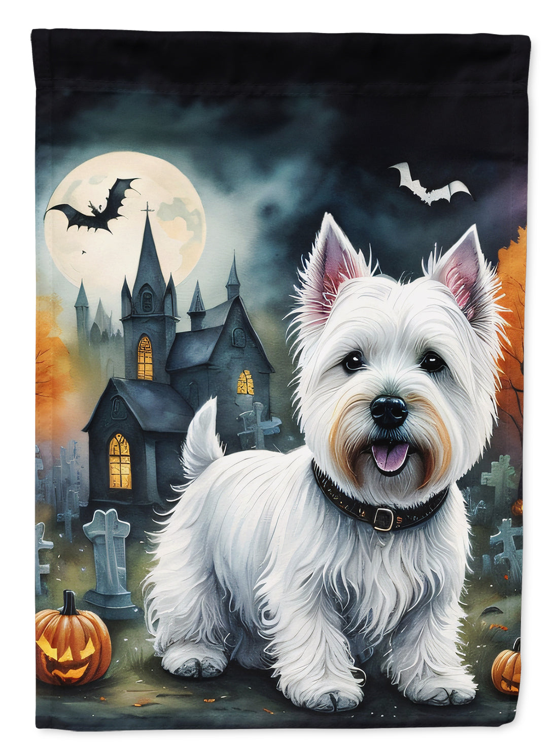 Caroline's Treasures Westie Spooky Halloween House Flag