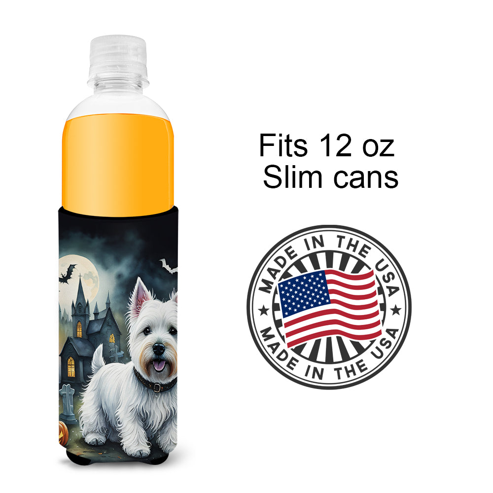 Westie Spooky Halloween Hugger for Ultra Slim Cans
