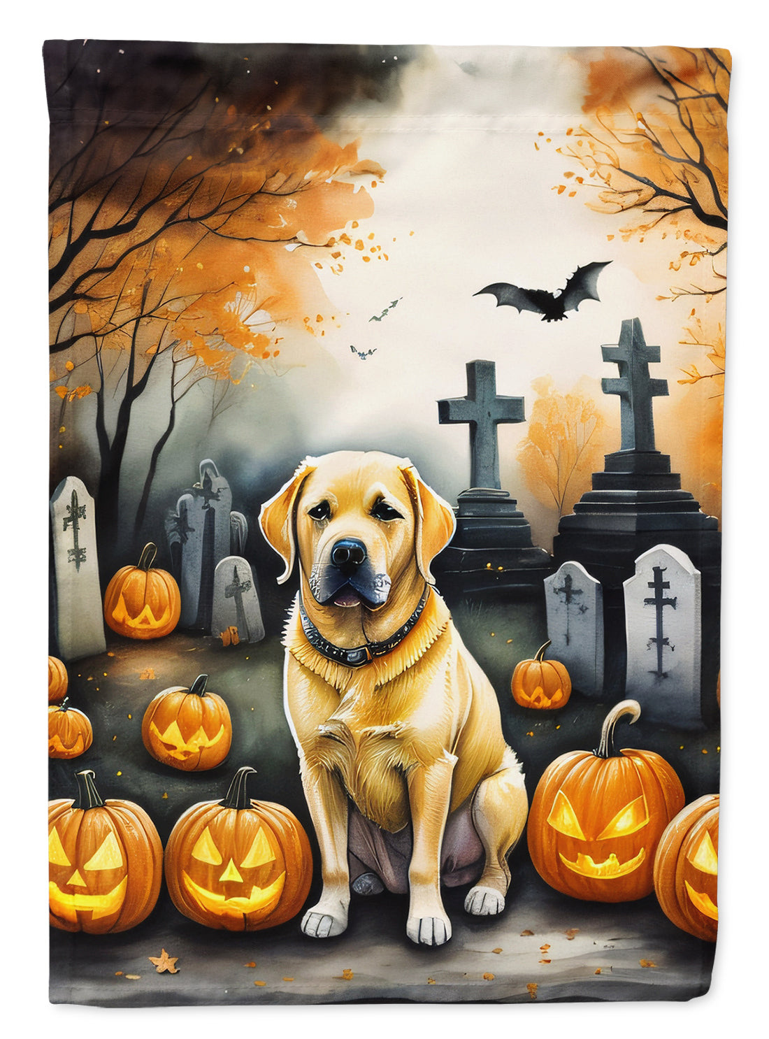 Buy this Yellow Labrador Retriever Spooky Halloween House Flag