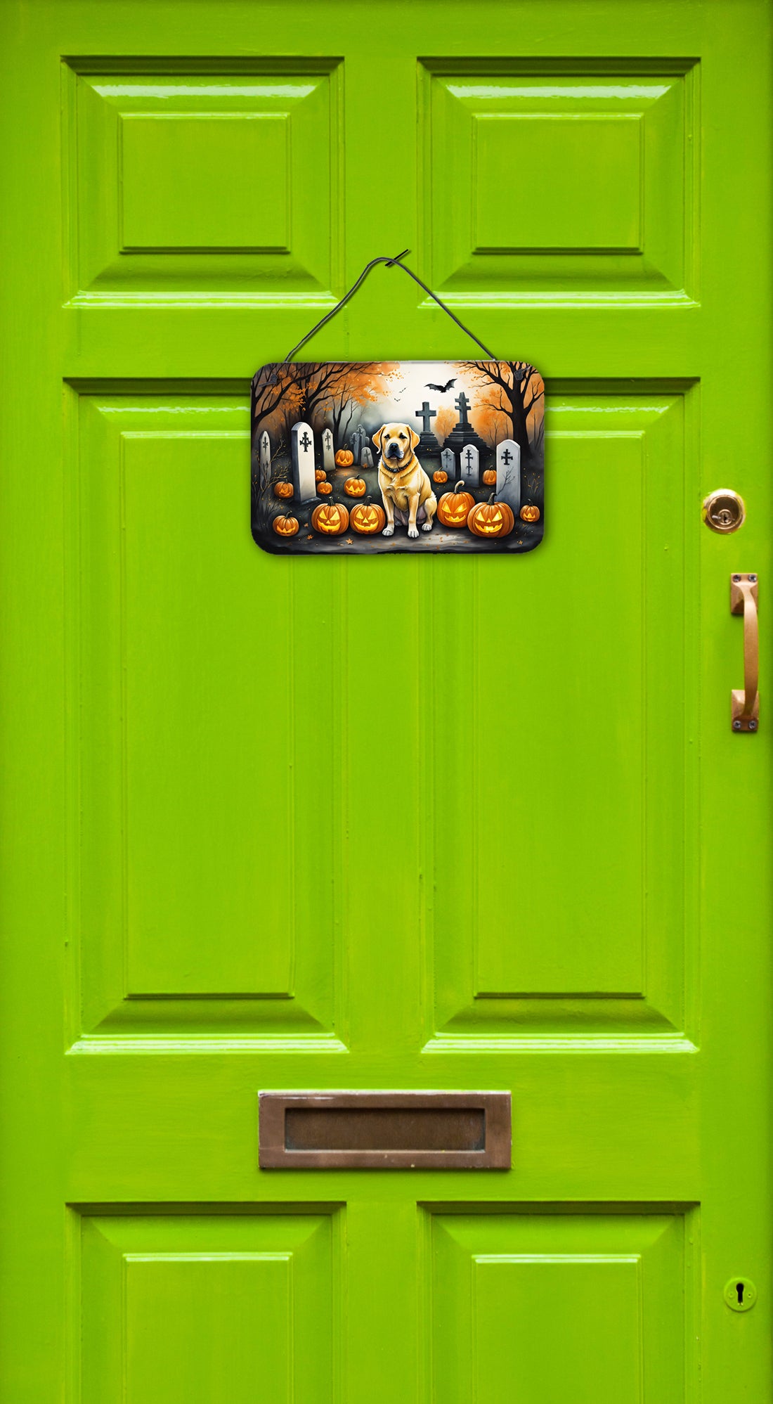 Yellow Labrador Retriever Spooky Halloween Wall or Door Hanging Prints