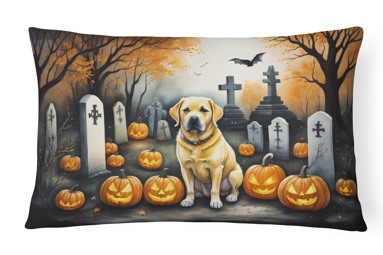 Buy this Yellow Labrador Retriever Spooky Halloween Fabric Decorative Pillow