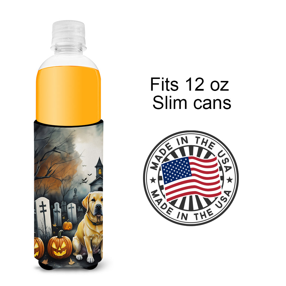 Yellow Labrador Retriever Spooky Halloween Hugger for Ultra Slim Cans