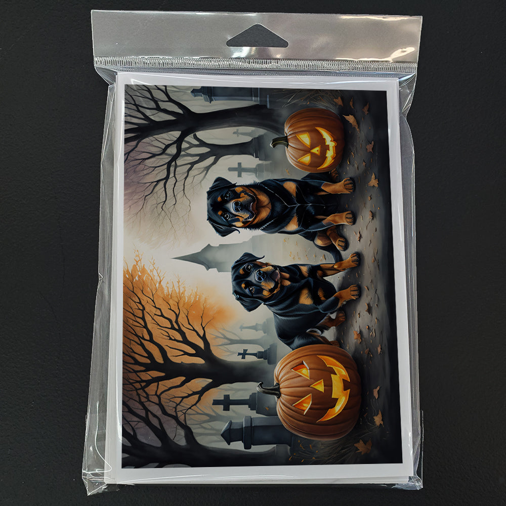 Rottweiler Spooky Halloween Greeting Cards and Envelopes Pack of 8