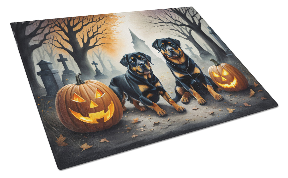 Buy this Rottweiler Spooky Halloween Glass Cutting Board Large