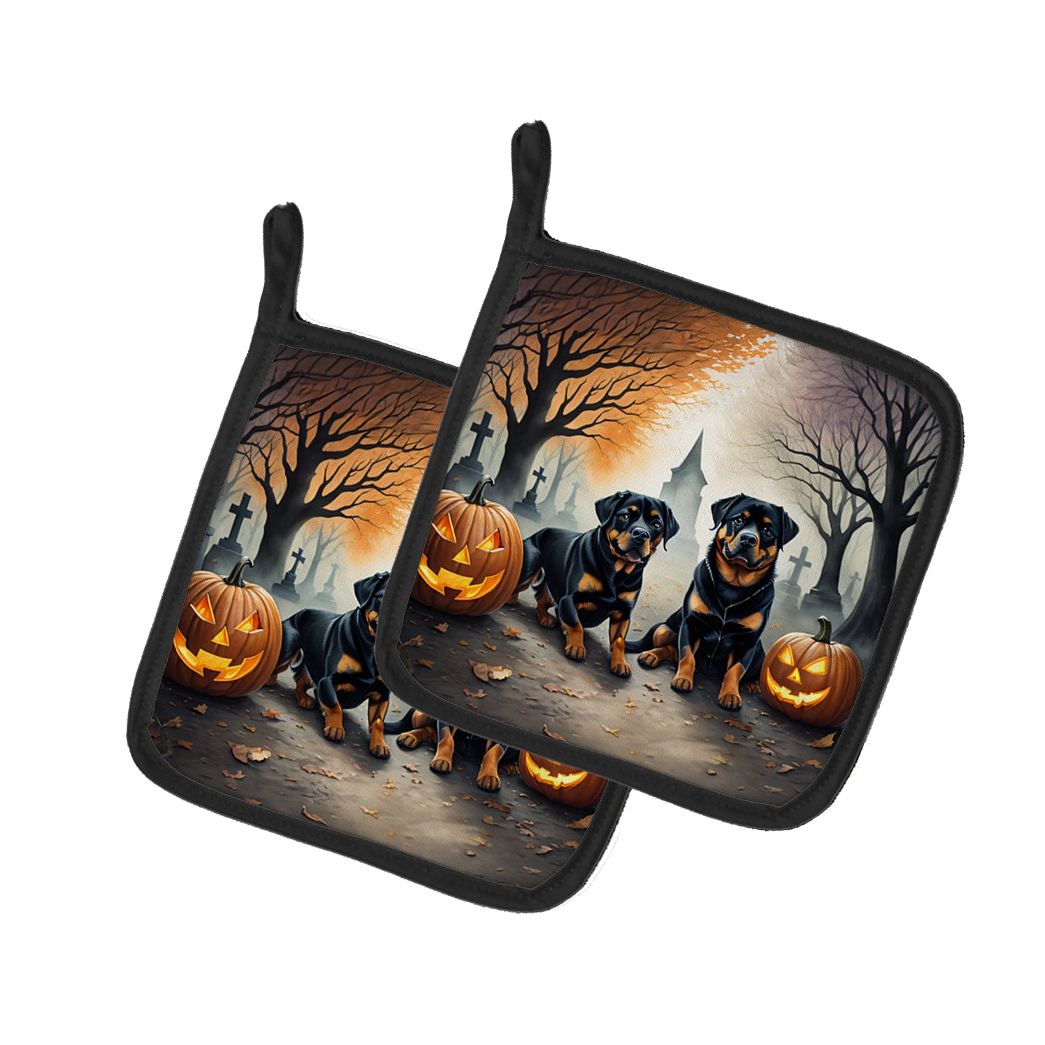 Buy this Rottweiler Spooky Halloween Pair of Pot Holders