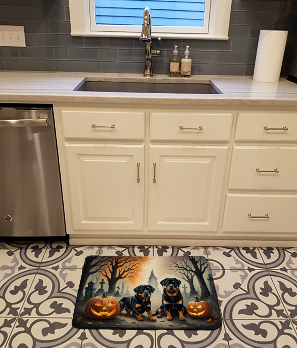 Rottweiler Spooky Halloween Memory Foam Kitchen Mat