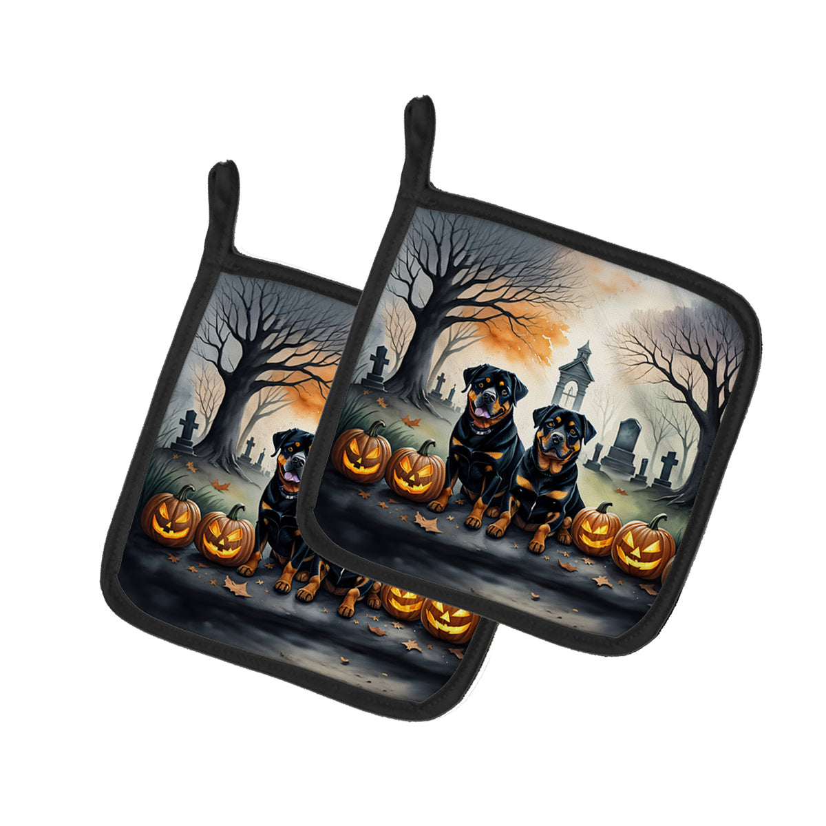Buy this Rottweiler Spooky Halloween Pair of Pot Holders