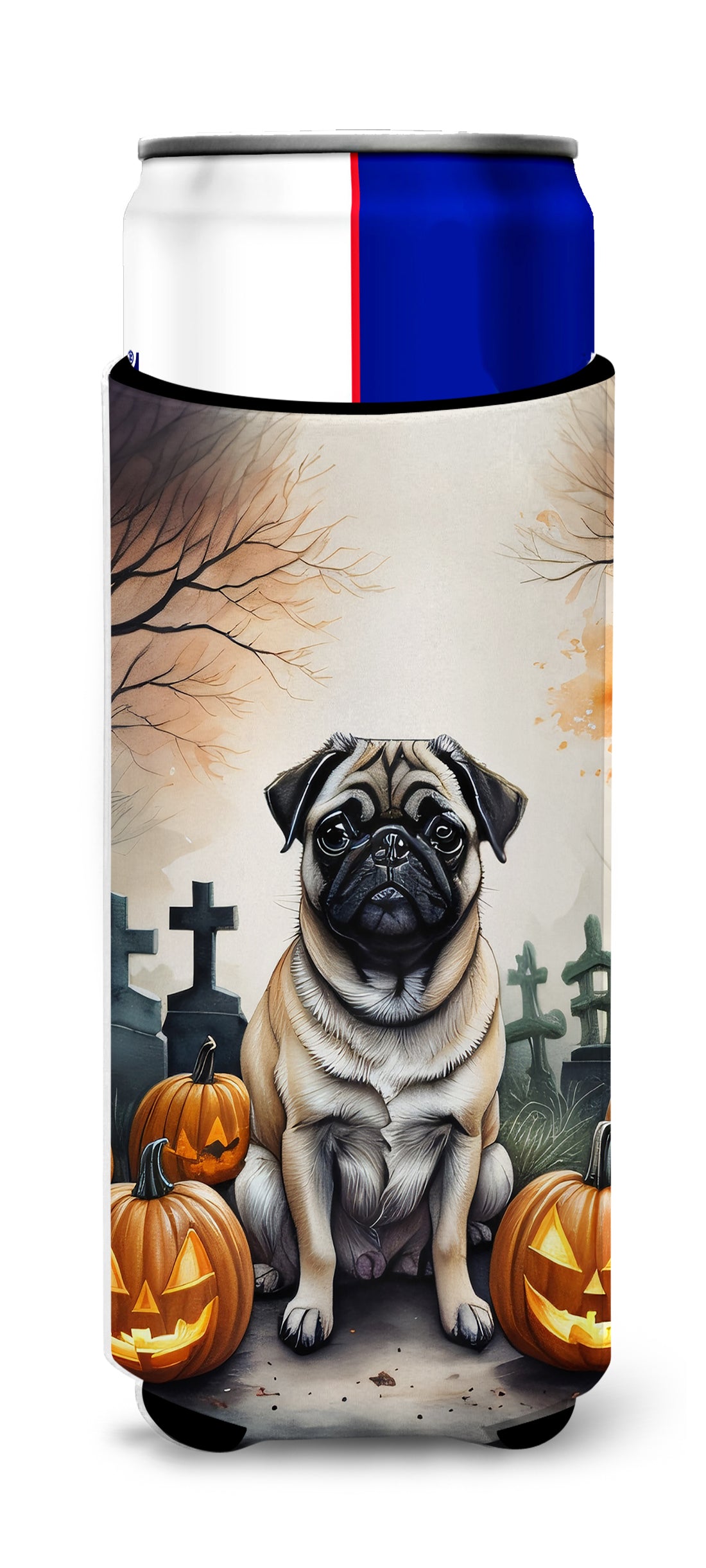 Buy this Fawn Pug Spooky Halloween Hugger for Ultra Slim Cans