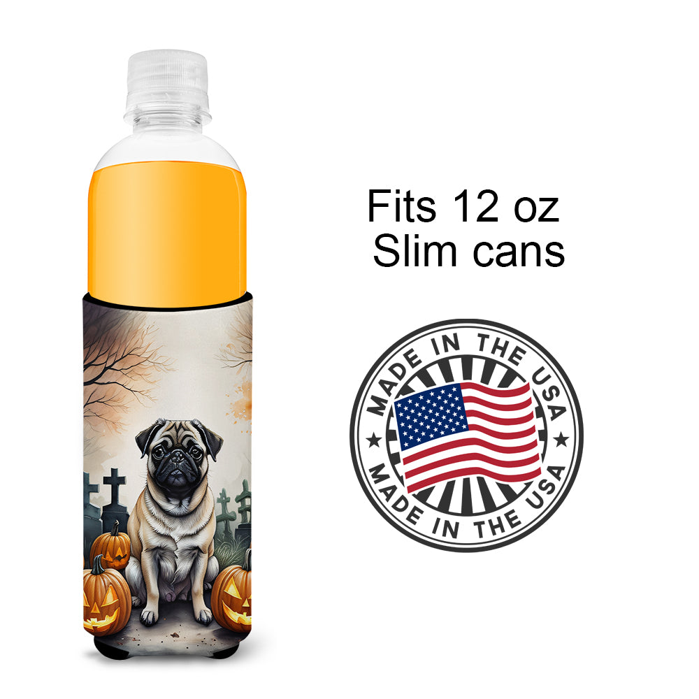 Fawn Pug Spooky Halloween Hugger for Ultra Slim Cans