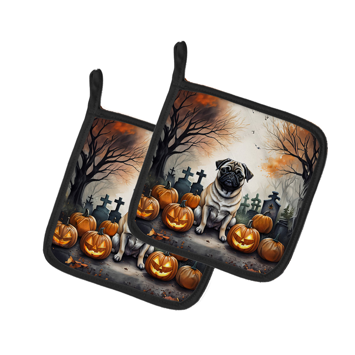 Buy this Fawn Pug Spooky Halloween Pair of Pot Holders