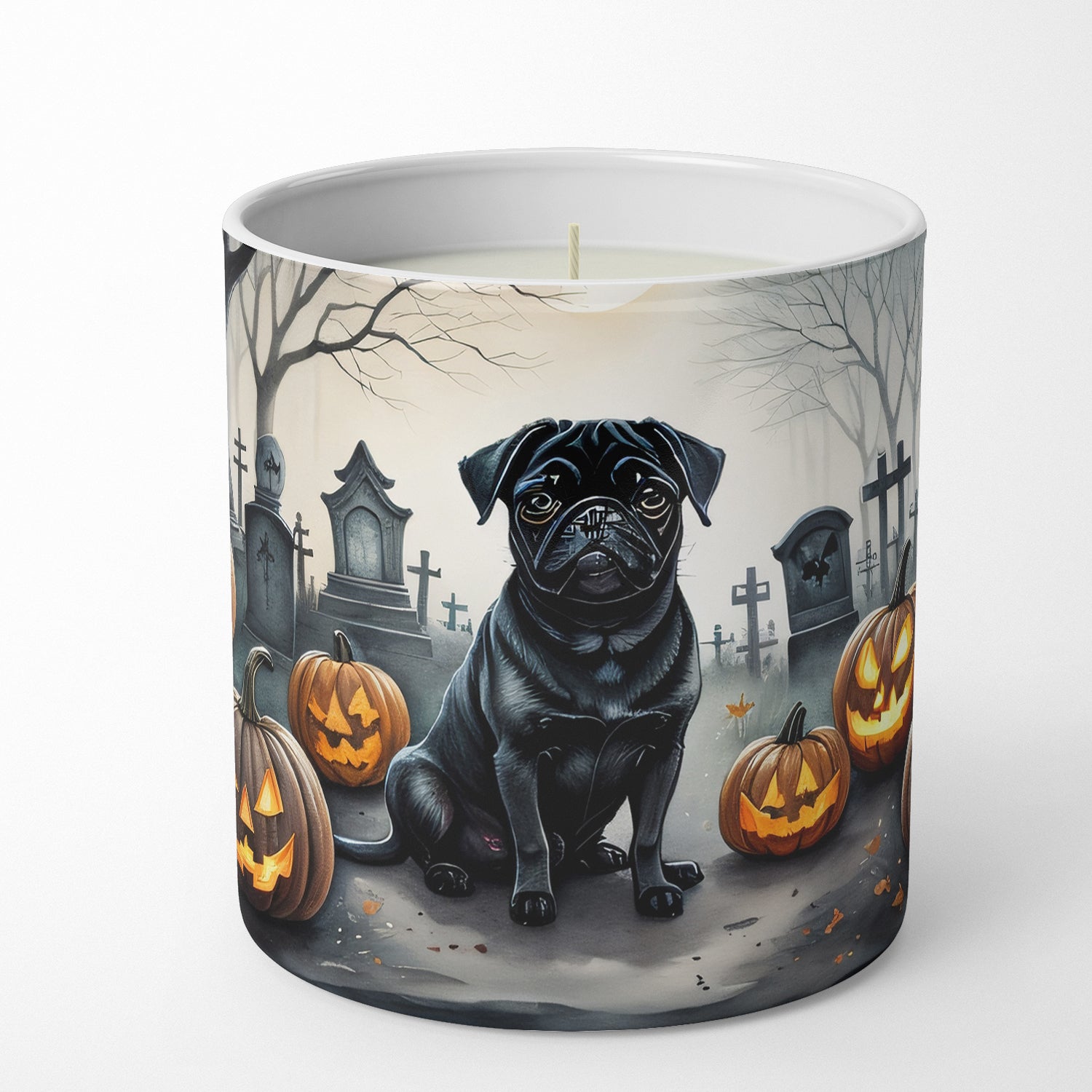 Buy this Black Pug Spooky Halloween Decorative Soy Candle