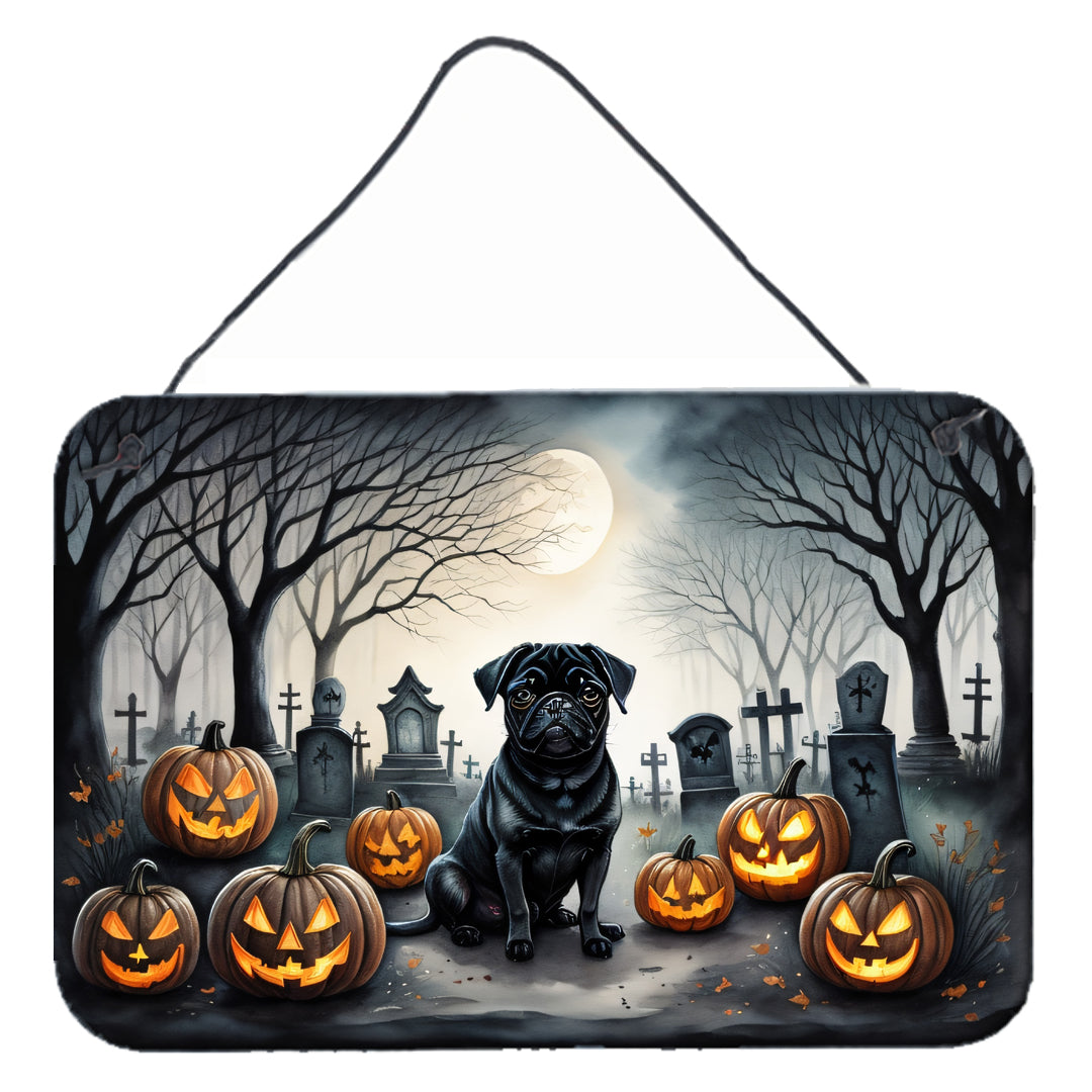 Buy this Black Pug Spooky Halloween Wall or Door Hanging Prints