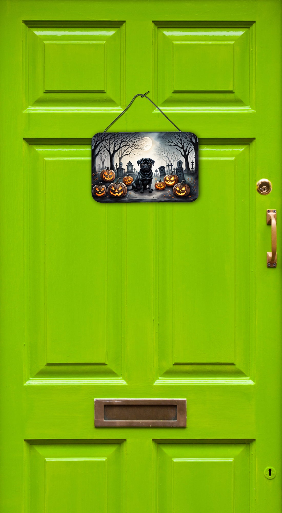 Black Pug Spooky Halloween Wall or Door Hanging Prints