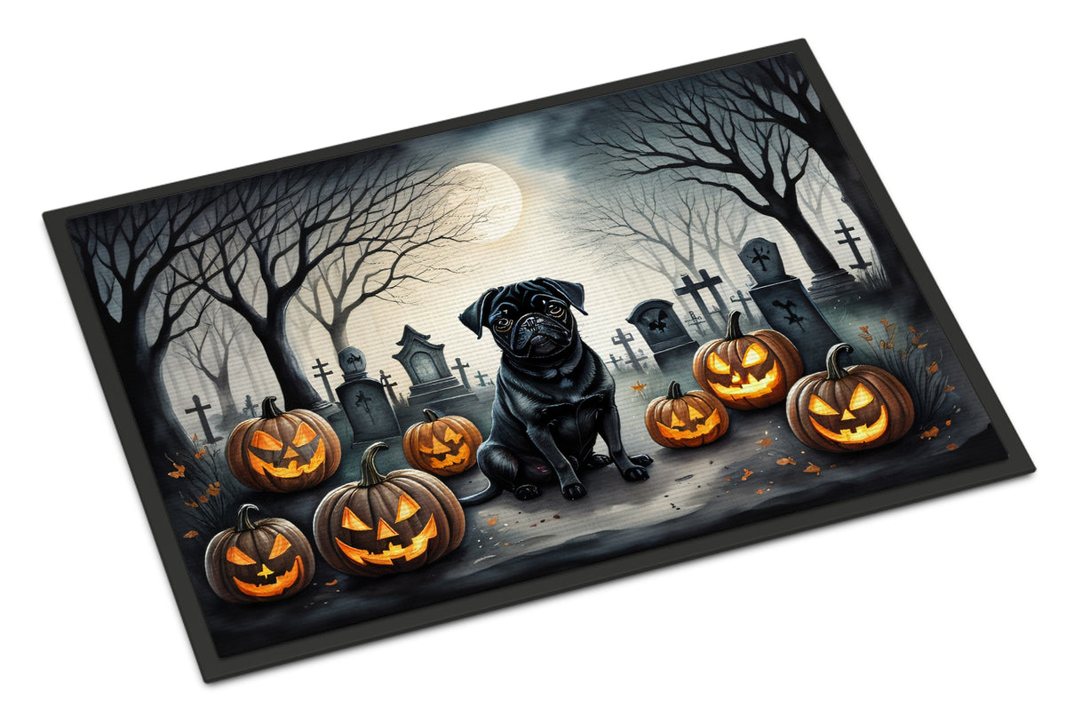 Buy this Black Pug Spooky Halloween Doormat 18x27