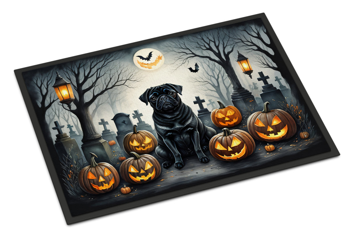 Buy this Black Pug Spooky Halloween Indoor or Outdoor Mat 24x36