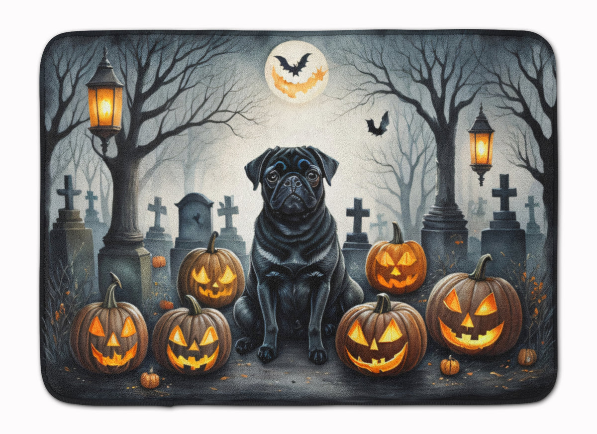 Buy this Black Pug Spooky Halloween Memory Foam Kitchen Mat