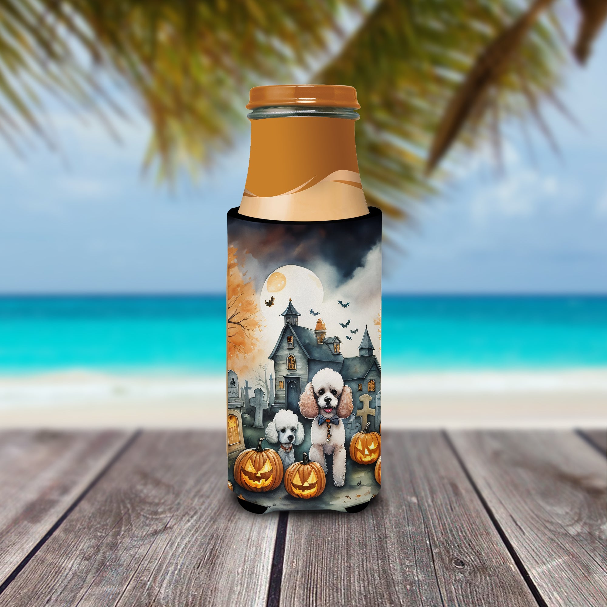 Poodle Spooky Halloween Hugger for Ultra Slim Cans