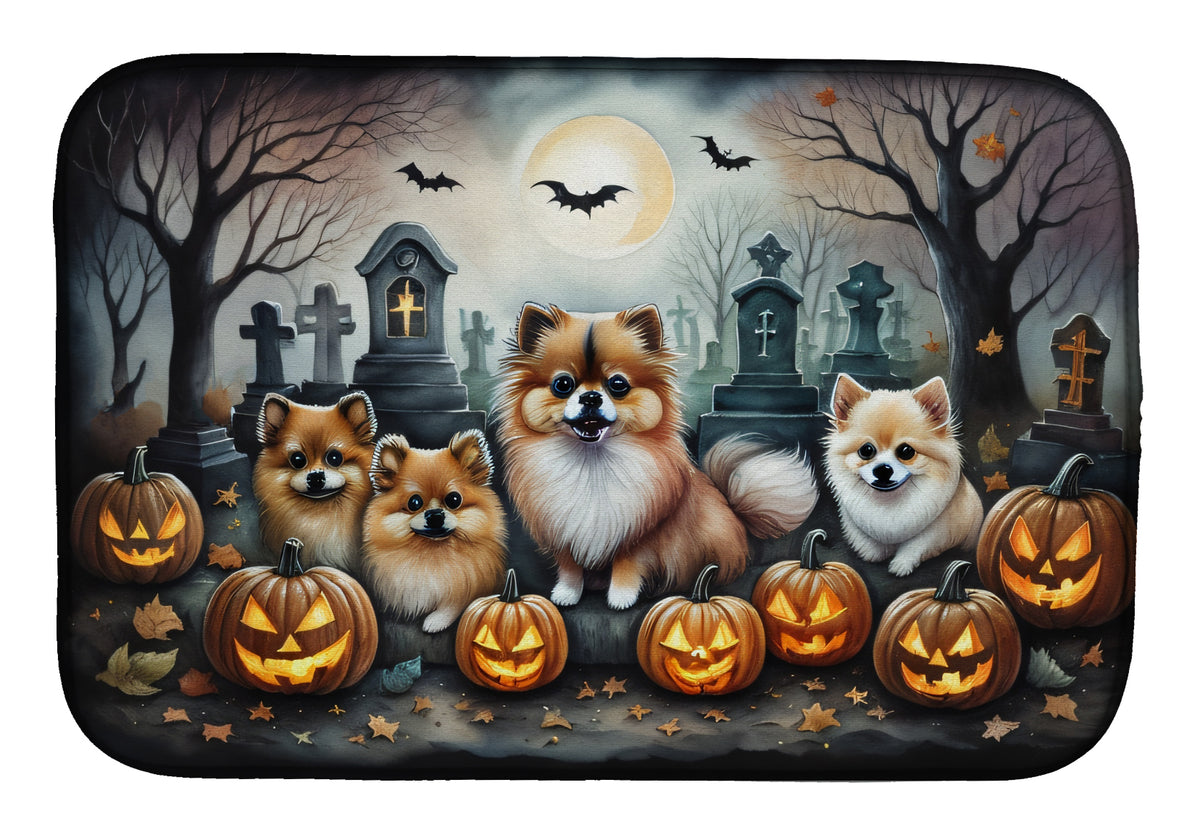 Buy this Pomeranian Spooky Halloween Dish Drying Mat