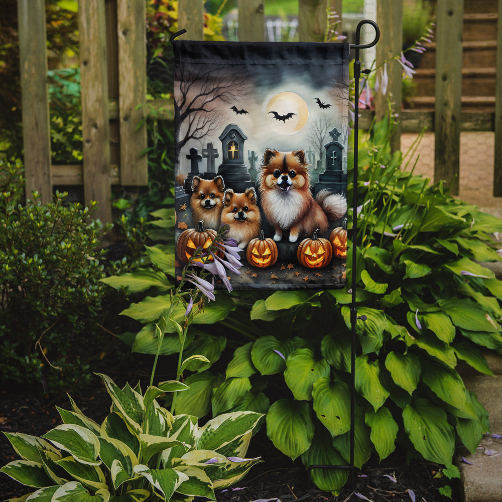 Pomeranian Spooky Halloween Garden Flag