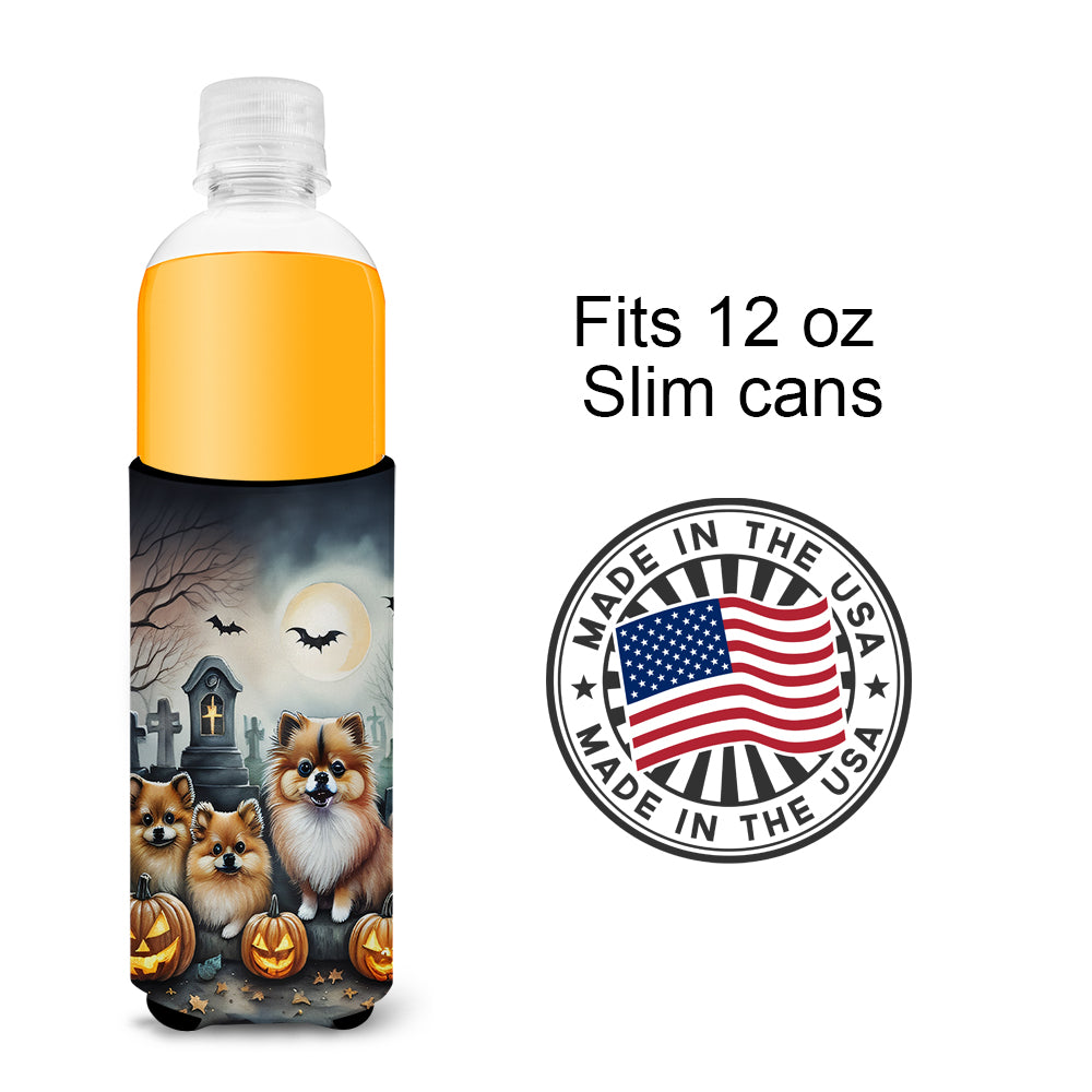 Pomeranian Spooky Halloween Hugger for Ultra Slim Cans