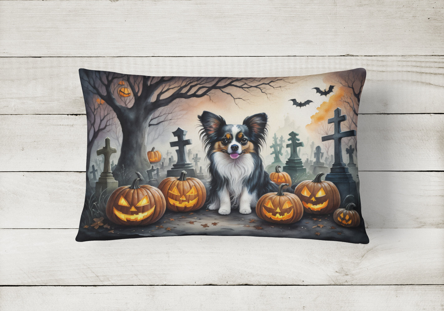Papillon Spooky Halloween Fabric Decorative Pillow