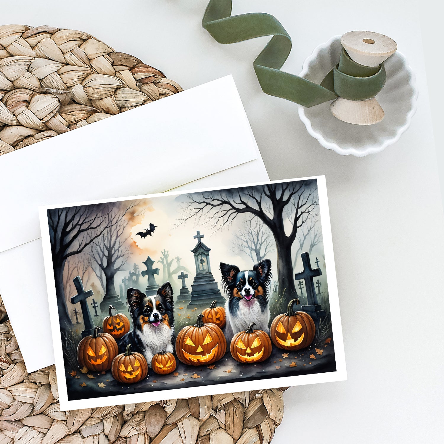 Papillon Spooky Halloween Greeting Cards and Envelopes Pack of 8