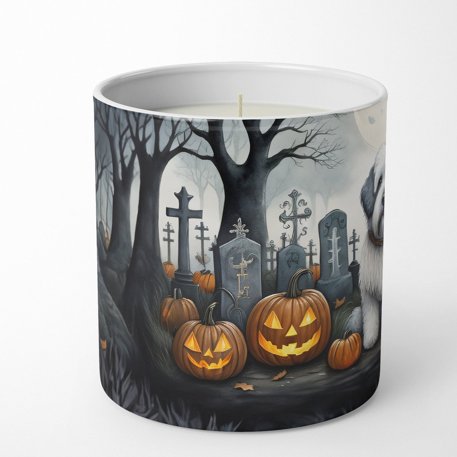 Old English Sheepdog Spooky Halloween Decorative Soy Candle