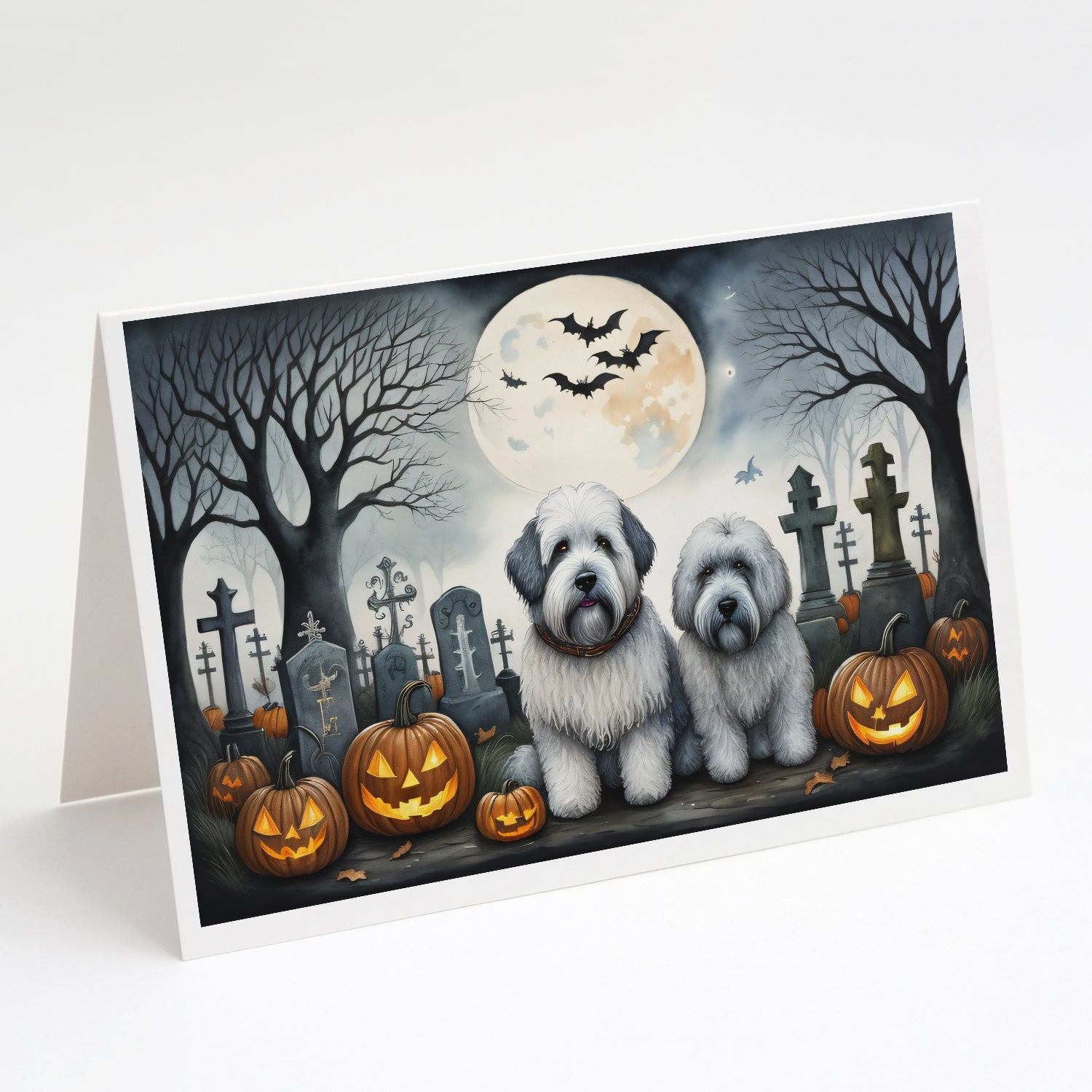 Buy this Old English Sheepdog Spooky Halloween Greeting Cards and Envelopes Pack of 8