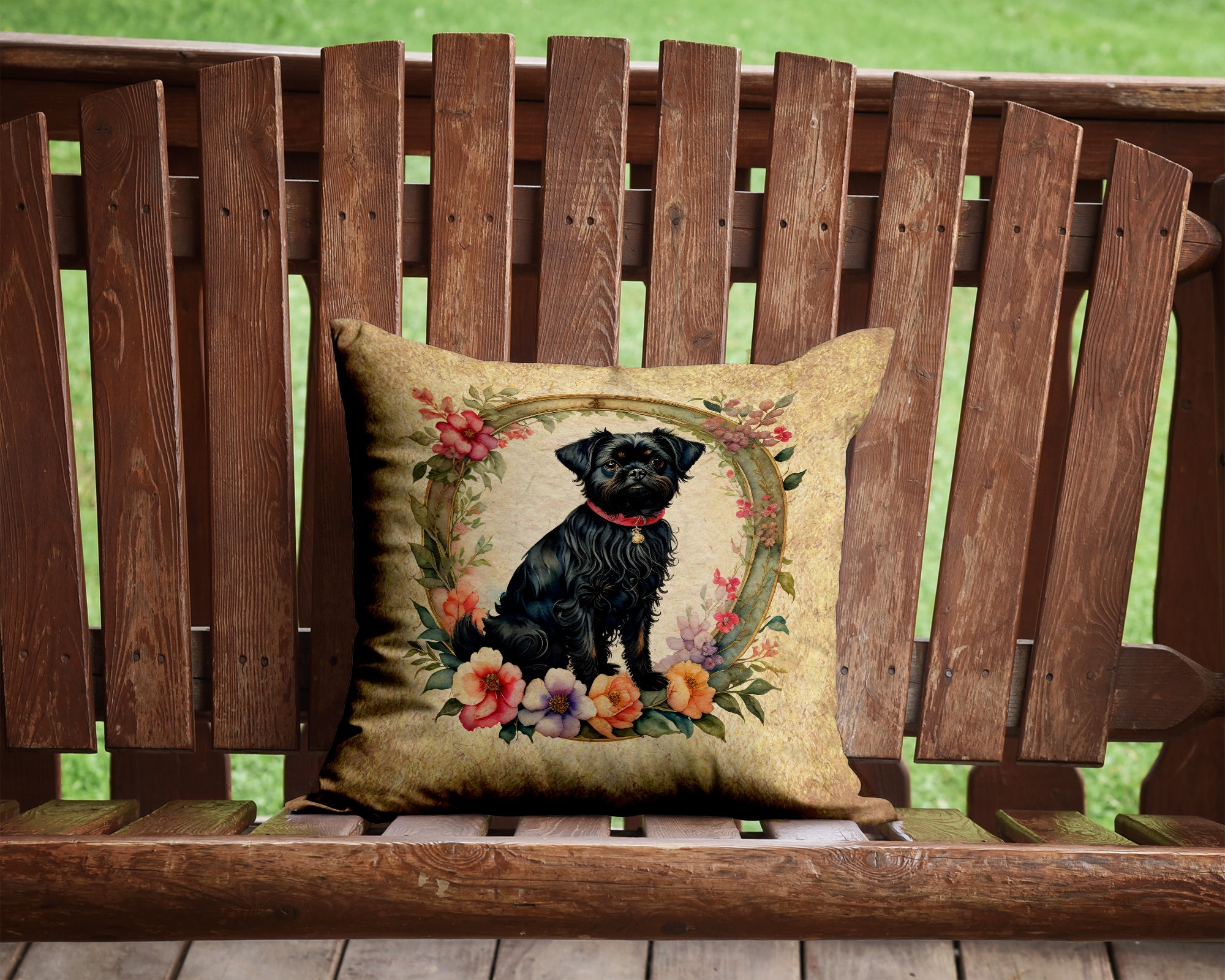 Buy this Affenpinscher and Flowers Fabric Decorative Pillow