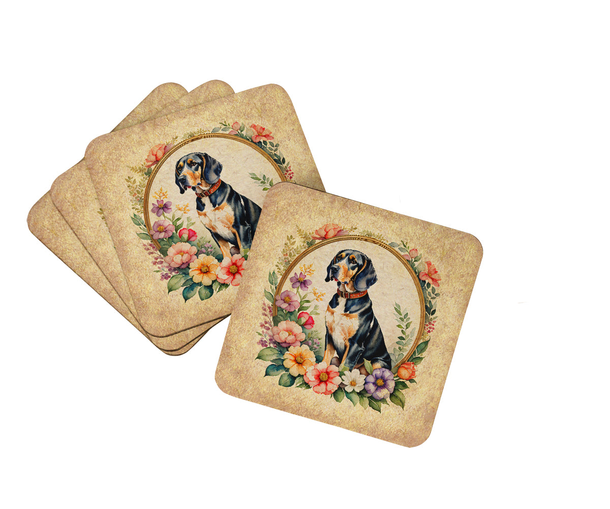 Buy this American English Coonhound and Flowers Foam Coasters