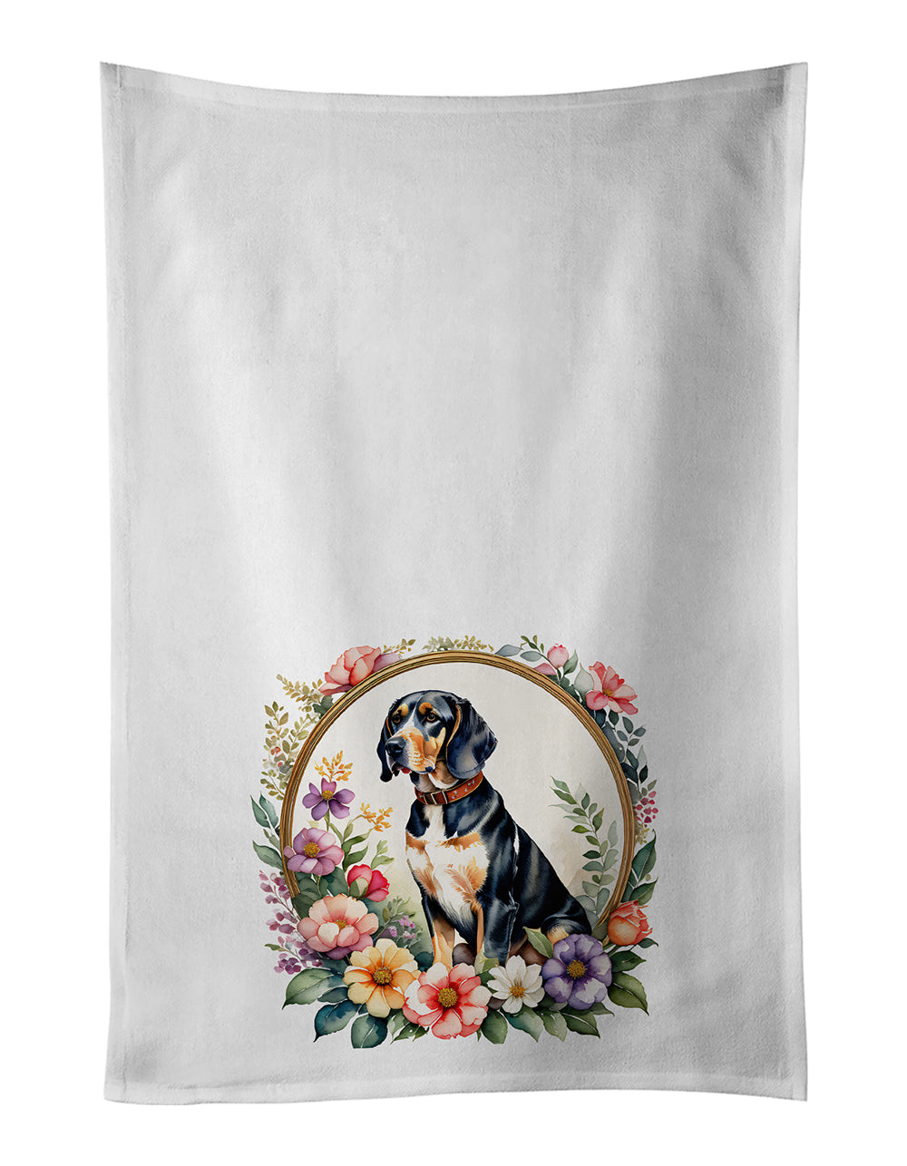 Buy this American English Coonhound and Flowers Kitchen Towel Set of 2