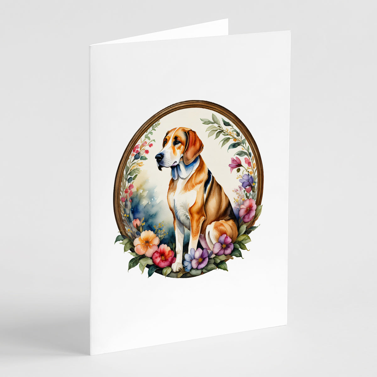 Buy this American Foxhound and Flowers Greeting Cards and Envelopes Pack of 8